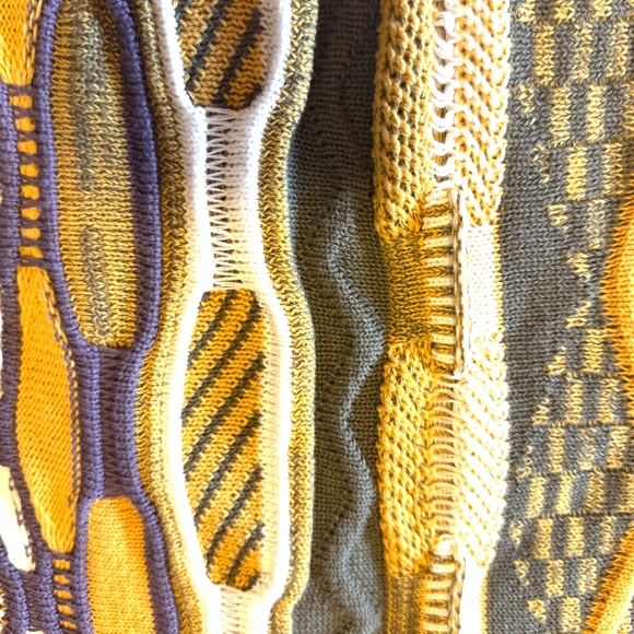 Yellow, khaki and purple oversized mixed knit textured striped long sleeve NWT - Picture 4 of 8